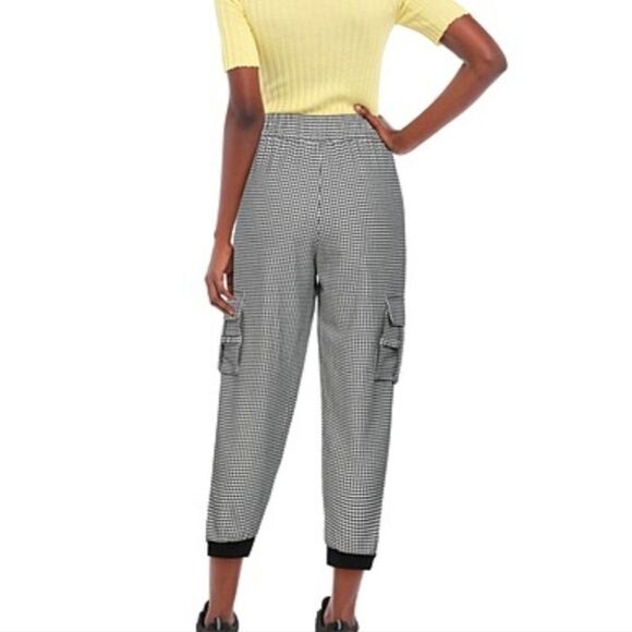 Alice + Olivia Houndstooth Tapered Cargo Pockets Elastic Waist Pants L (21) - Picture 3 of 12